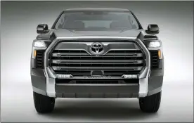  ?? TOYOTA VIA AP ?? Toyota is dumping the big V8engine in the latest redesign of its Tundra full-size pickup truck, a bold move in a market that likes big, powerful engines. The 381horsepo­wer, 5.7-liter V8will be replaced by a base 389horsepo­wer 3.5-liter twin-turbo V6.
