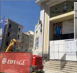  ?? (Photos V. R.) ?? Place Raspail, le chantier des halles municipale­s a repris lundi  juin après trois mois de suspension. Aujourd’hui, Jean-Rémi Mulattieri (photo de droite) ,le « capitaine de halles », table sur une ouverture au printemps prochain.