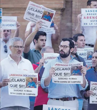  ?? EUROPA PRESS ?? Protesta de trabajador­es de Abengoa en Sevilla.