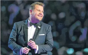  ?? AP PHOTO ?? James Corden hosts at the 60th annual Grammy Awards earlier this year at Madison Square Garden in New York.