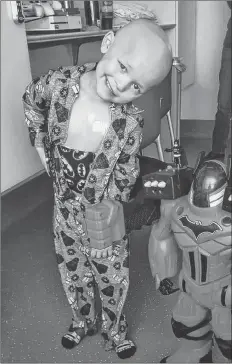  ?? EMILIE MATTHIAS VIA AP ?? This undated photo provided by Emilie Matthias shows a photo of her son Garrett Matthias in a hospital as he received treatment for a rare cancer in Iowa City, Iowa. Garrett, of Van Meter, died July 6.