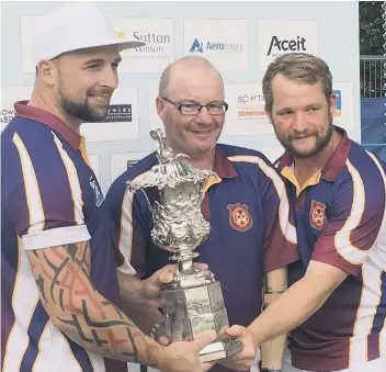  ??  ?? The new English triples champions from the Parkway club – Ean Morton, Mike Robertson and Tristan Morton.