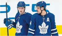  ?? KEVIN SOUSA GETTY IMAGES ?? Mitch Marner and Auston Matthews have combined with Zach Hyman to form one of the North Division’s most dangerous lines.