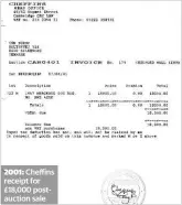  ??  ?? 2001: Cheffins receipt for £18,000 postauctio­n sale