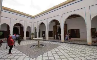  ??  ?? The open-air courtyard with fountain in the arcaded court in Bahia Palace.