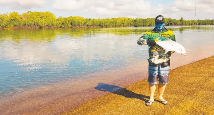  ??  ?? Morgan Farrow and brother-in-law Ben McGill had an action-packed trip to Melville Island, catching queenfish, barramundi, golden trevally, cod, fingermark, pikey bream and a spanish mackerel