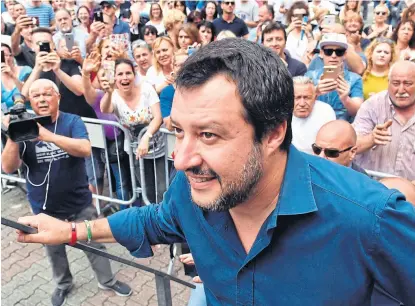  ?? Ap ?? Salvini volvió a advertir ayer que no quiere ningún veto presidenci­al a sus ministros