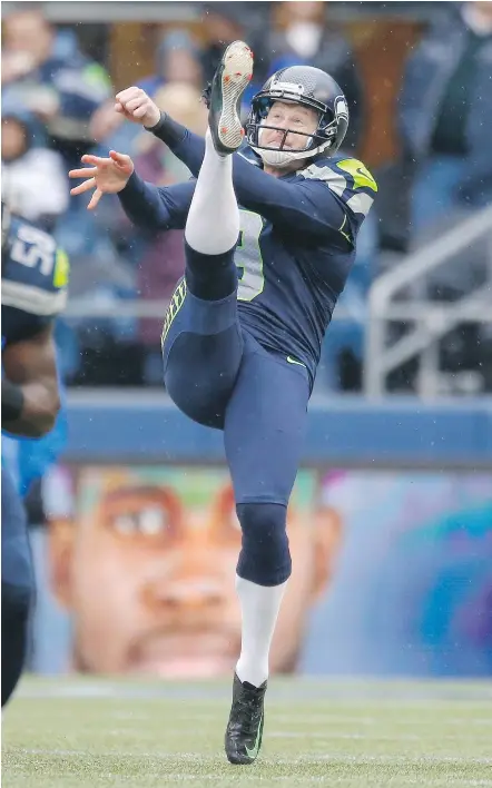  ?? — GETTY IMAGES FILES ?? Seattle Seahawk Jon Ryan loves punting, and wants to continue doing it at the NFL level as long as he can, but he’s also dabbling in a possible second career — as a baseball team owner.