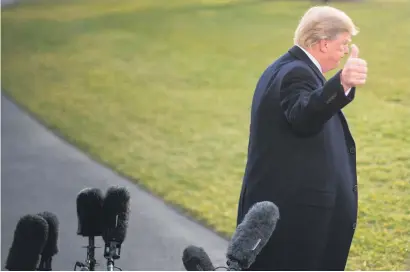  ?? Picture: AFP ?? ALL GOOD. US President Donald Trump gestures after making a statement to the press at the White House in Washington on Monday.