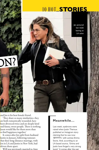  ??  ?? Jen pictured last week leaving an LA salon