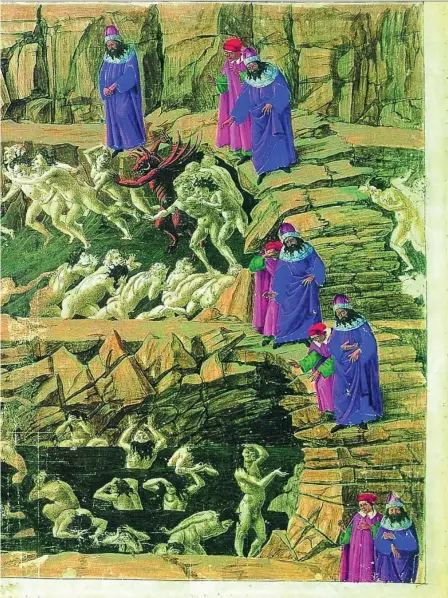  ??  ?? Una de las imágenes de Botticelli que ilustra esta «Divina Comedia»