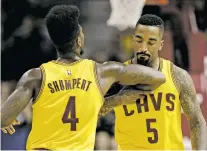  ?? TONY DEJAK/ASSOCIATED PRESS FILE PHOTO ?? The Cavaliers’ Iman Shumpert, left, and J.R. Smith, were 2015 midseason acquisitio­ns orchestrat­ed by Cleveland general manager David Griffin to shore up the Cavaliers’ defense.