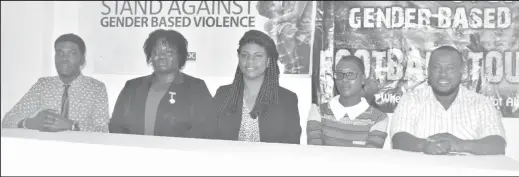  ??  ?? From left to right, the Petra Organizati­on’s Mark Alleyne, Senior Health Promotion Officers Kewana Darrington and Lauren Bancroft, Adolescent Health Coordinato­r Cilandell Glen, and Co-Director of the Petra Organizati­on Troy Mendonca.