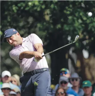  ?? AP ?? Francesco Molinari hits from the fourth tee during the third round of the Masters on Saturday.