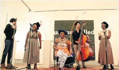  ?? /Supplied ?? Popular gig: Indigenous Xhosa music icon Madosini and music collective Found at Sea perform at Gallery University Stellenbos­ch