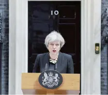  ?? LaPresse ?? Il discorso Theresa May parla a Downing Street