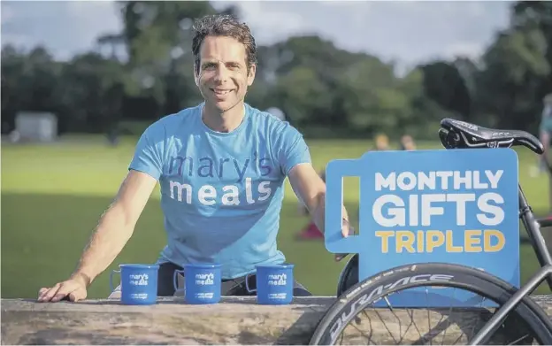  ??  ?? 0 Record-breaking cyclist Mark Beaumont is backing an initiative to make recurring gifts to global school feeding charity Mary’s Meals go three times further this summer