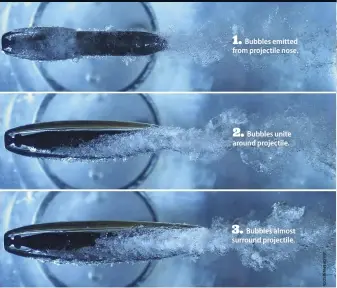  ??  ?? Like the Chinese engineers, researcher­s from the US University of Minnesota and other places are developing a vessel that can take advantage of the supercavit­ation principle.