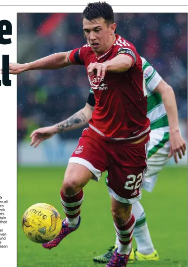  ??  ?? LEAD ROLE: Ryan Jack has all of the qualities manager Derek McInnes wants from his captain but believes that the Pittodrie midfielder can become an even better all-round player for the Dons this season