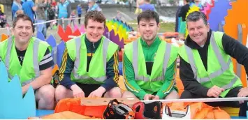  ??  ?? Liam Reilly, Jack, Conor and Pat Mulligan members of the Dromiskin TT team at the Raft Race held in Blackrock.