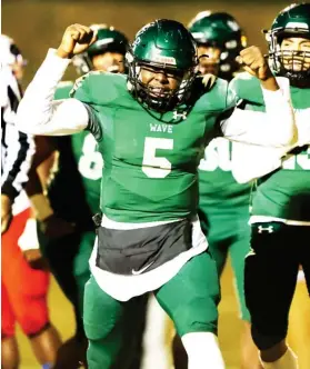  ?? ?? West Point’s Quenteren Tillman-Evans (5) celebrates during the Neshoba Central game last season. (Photo by Jeremy Miller, DTL file)