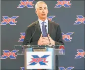  ?? Tribune News Service ?? XFL Commission­er and CEO Oliver Luck speaks during a news conference on March 5 at Raymond James Stadium in Tampa, Fla.