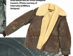  ??  ?? The USN issued the M-445A sheepskin flight jacket for winter wear. It was often paired with M-446A sheepskin trousers. (Photo courtesy of Internatio­nal Military Antiques)