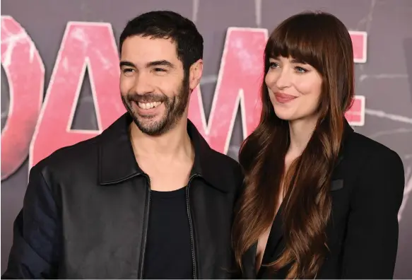  ?? Getty Images; AP ?? Tahar Rahim, who stars with Dakota Johnson in Madame Web, below, says focusing on non-Arab roles is the best way to represent his heritage