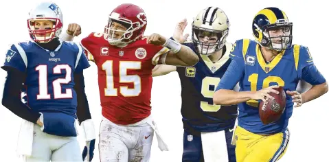  ??  ?? Tom Brady Patrick Mahomes Drew Brees Jared Goff