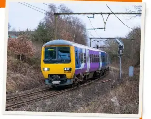  ??  ?? Above: Running under the former Woodhead catenary masts, a Class 323 unit leaves Glossop, heading towards Manchester Piccadilly on January 4 2018. GEORGE DENT