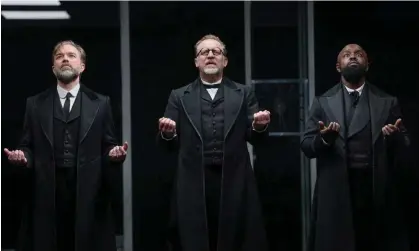  ?? ?? Hadley Fraser, Nigel Lindsay, Michael Balogun in The Lehman Trilogy at the Gillian Lynne Theatre, London. Photograph: Mark Douet