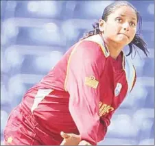  ??  ?? Off-spinner Anisa Mohammed … grabbed a brace of wickets to help stifle the Sri Lanka innings.