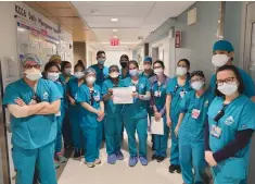  ?? (IAC) ?? DOCTORS, NURSES and support staff at Mount Sinai Hospital in New York who participat­ed in the six million steps campaign.