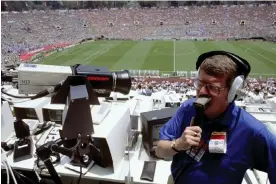  ?? ?? Motson at the Rose Bowl for the 1994 World Cup final. Photograph: PA Images/Alamy
