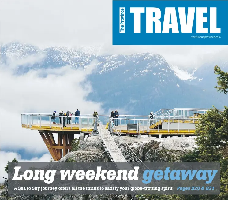  ?? — A.R. BAILIE ?? The Sea to Sky Gondola in Squamish leads to a breathtaki­ng lookout offering views of Howe Sound and the surroundin­g mountains.
