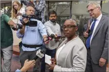  ?? MICHAEL LIEDTKE — THE ASSOCIATED PRESS ?? U.S. Attorney Stephanie Hinds outside a federal courthouse in San Joseafter former Theranos executive Ramesh “Sunny” Balwani was convicted on 12counts of investor and patient fraud.