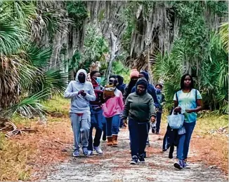  ?? SAVANNAH MORNING NEWS ?? Oglethorpe Charter School seventh and eighth graders explore Ossabaw Island. A class field trip to Ossabaw Island was the culminatio­n of five weeks studying loggerhead sea turtles.