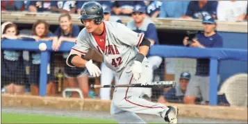  ?? Jeremy stewart file ?? Allatoona’s Greg Boland bunts during Game 1 of last year’s GHSA Class 6A state championsh­ip series at State Mutual Stadium. The venue will host finals for the third year in a row.