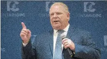  ?? JULIE JOCSAK
THE ST. CATHARINES STANDARD ?? Ontario PC Leader Doug Ford speaks at a rally at the Holiday Inn in St. Catharines on Wednesday.