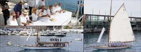  ??  ?? Devant le jury du concours d’élégance, Tuiga et d’autres voiliers ont paradé hier matin.
