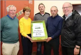  ??  ?? Fairfield Committee members Denis O’ Mahony, Sean Sheehan, Ben O’ Dea, and Andy O’ Halloran making a presentati­on to Nuala Riordan at a function to mark her retirement as Postmistre­ss in Knocknagre­e.