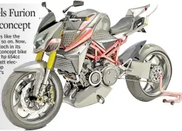  ??  ?? Until now, we drooled over hybrid cars like the Porsche 918, BMW i8, Mclaren P1 and so on. Now, Furion has decided to use the hybrid tech in its upcoming motorcycle. The unnamed concept bike is supposed to feature a compact 125 hp 654cc Wankel rotary...