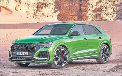  ??  ?? The RS Q8 is Audi’s new SUV flagship, with 600hp generated from a bi-turbo V8; mild hybrid also comes into play, as in the RS6 and RS7; interior is trimmed with all kinds of racy-feeling materials.