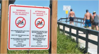  ??  ?? Le taux de coliformes fécaux retrouvé dans l’eau de la baie de Shediac a obligé les autorités à interdire la baignade à la populaire plage Parlee à plusieurs occasions depuis le début de l’été. - Archives