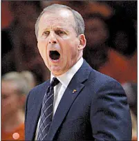  ?? AP file photo ?? Coach Rick Barnes and the No. 19 Tennessee Volunteers come into Saturday’s game against the Arkansas Razorbacks with only two losses this season, both coming against top 15 teams.