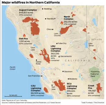  ?? Sources: California Department of Forestry and Fire Protection, U.S. Forest Service
Todd Trumbull / The ChroniCle ??