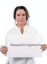  ??  ?? Alyssa Milano in a new PSA that encourages people to continue to speak out about sexual harassment and assault. WILLIAM MACAULAY/THE CREATIVE COALITION