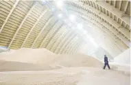  ?? (David Stobbe/Reuters) ?? MOUNDS OF potash are seen inside a Potash Corp. storage facility near Saskatoon, Saskatchew­an.