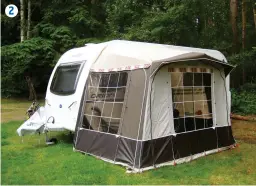  ??  ?? 1 An annexe attached to an awning can offer extra sleeping space and is great for teenagers or guests 2 Sammy’s Isabella porch awning is more than 28 years old and still going strong!