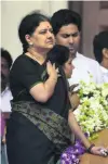  ?? Arun Sankar / AFP ?? VK Sasikala, successor to Jayalalith­aa, during the funeral.